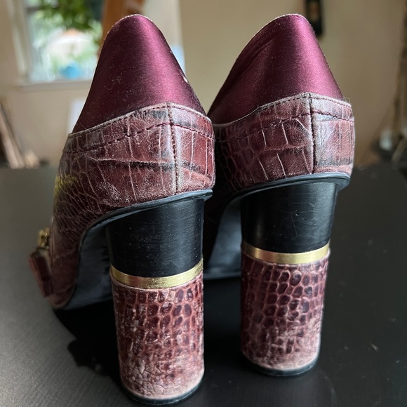 BCBGIRLS Plum Croc Leather Maryjane Chunky Heels Very Preloved Size 9 - Picture 7 of 11